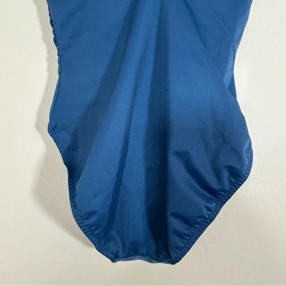 Miraclesuit Ruched One Piece Swimsuit Size 10 Teal Blue Slimming Lined Underwire - Picture 6 of 14